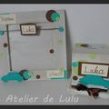 cadre personnalise et tirelire "bulles et voiture"