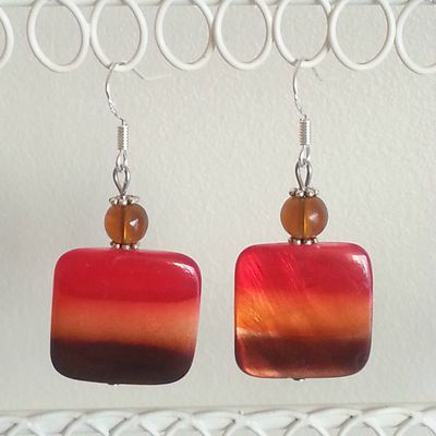 Boucles d'oreilles carré aux couleurs de l'automne !