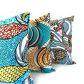 Housses de coussin carrées 40 x 40 cm - Wax - tissu coloré imprimé géométroqie pour une décoration africaine