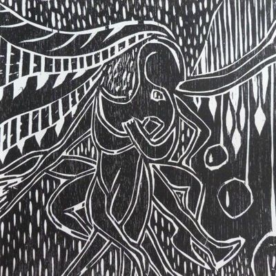 Utopie 2 gravure sur bois encre noire