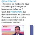 Rachel Khan adulée par l'extrême-droite (Jean Messiha), le Printemps Républicain et Enthoven, mais lâchée par La Place Hip Hop