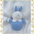 Doudou Peluche Lapin Boule Bleu Et Blanc Rivadouce 18 cm