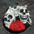 VENDU - Porte-monnaie Skull & Roses noir