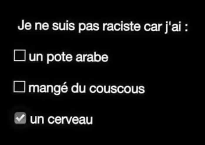 je ne suis pas raciste car