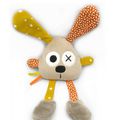 Doudou lapin marron jaune orange