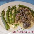 Poêlée de morilles à la crème et pointes d'asperges vertes 