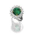 5.50 carats Cabochon emerald and diamond ring, Cartier