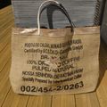 Cabas tote bag sac de plage réalisé avec un sac à cafés do Brasil réversible tissu WAX du Sénégal - UPCYCLING