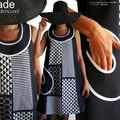 Tendance Arty de la saison Mode Automne Hiver 2016-2015 : la robe Patchwork Graphique en Noir & Blanc Chic.