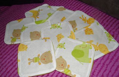 Les lingettes lavables Magetnono ( lot de 10 lingettes en 12 x 12 cm )