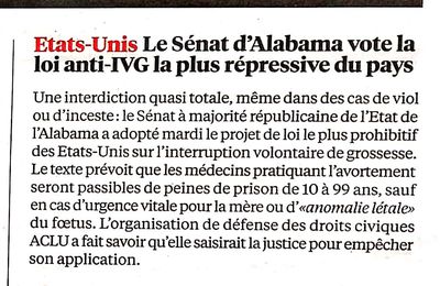 Etats-Unis : le sénat d'Alabama vote la loi anti-IVG la plus répressive du pays