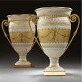 A pair of Sèvres gilt-bronze-mounted biscuit vases (Vases Cordelier à ornaments)decorated by Pierre-Louis-Philippe Armand 