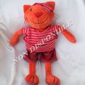 Doudou Chat Pirate Orange Vêtements Rouge Rose CREDIT AGRICOLE