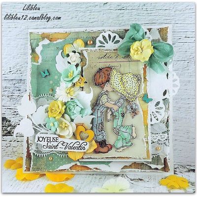 Carte "Joyeuse Saint-Valentin" - Challenge carterie de février - DT La Malle Aux Fleurs