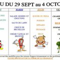 Menus du restaurant scolaire du 29 septembre au 17 octobre 2014