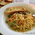 "Cacio E Pepe" à la truite fumée et aux petits pois, sans gluten