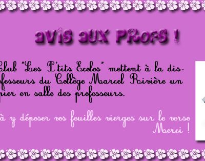 Actualité - Lancement de la collecte de papier en salle des professeurs