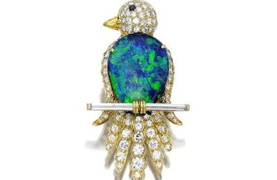 An opal and diamond brooch, Ruser