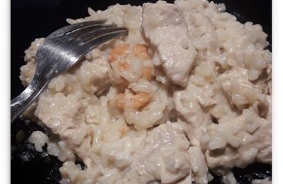 Risotto aux crevettes, dindes au lait de coco avec cookéo