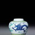 A fine and rare small Ming-style doucai 'dragon' jar, Yongzheng-Qianlong period (1723-1795)