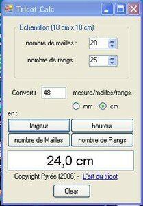 Calculatrice échantillons tricot
