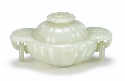 A rare white jade censer and cover, Qing dynasty, 18th century