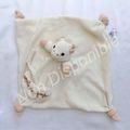 Doudou Plat Carré Sophie La Girafe Ecru Beige Clair Attache Sucette Vulli