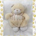 Doudou Peluche Ours Beige Et Blanc Rayures Grelot Tartine Et Chocolat