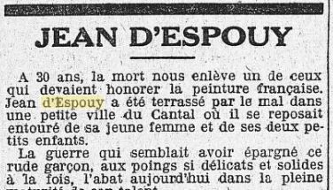 La mort de Jean d'Espouy sur l'humanité