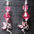 B.O. pendantes perles roses & fées argentées