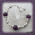 Bracelet Ethnique Capa 3 Perles 12 mm Jade Purple Argent du Tibet