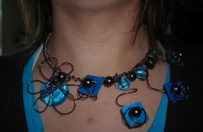 Collier turquoise et chocolat