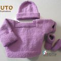 TUTO tricot bb BOUTIQUE bebe modele layette bébé et patron a tricoter Explications brassière, bonnet, bloomer, chaussons