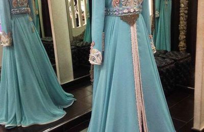 Caftan bleu ciel haute couture