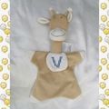  Doudou Peluche Plat Girafe Beige Blanc DMC