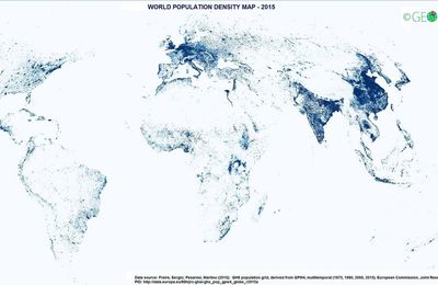 Population mondiale : densité par points