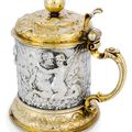 A Baroque part gilt cast and chased silver tankard, Hamburg, 3rd quarter of 17th century, maker's mark of Heinrich Lambrecht II