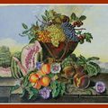 grande plaque de porcelaine aux fruits et fleurs