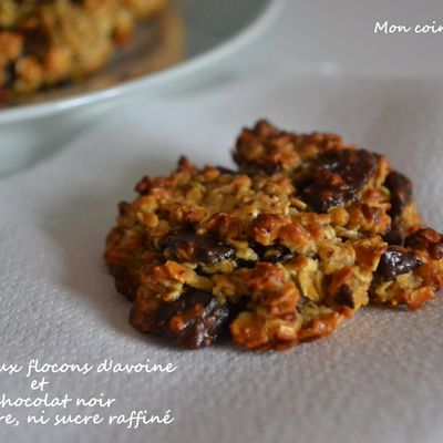 Biscuits aux flocons d'avoine et au chocolat noir, sans beurre, ni sucre raffiné