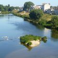 Loire, petite ile verte, vue du pont Dauphine