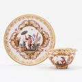 A Meissen porcelain Chinoiserie tea bowl and saucer, circa 1724