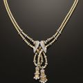 Gold and diamond retro tassel necklace by Mauboussin, c. 1940