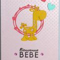 Un combo ... une girafe jaune ... des petits coeurs ... une carte de naissance pour fille !!