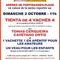 TIENTA PORTIRAGNES - REPORT AU 2 OCTOBRE