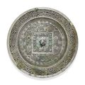 A large silvery bronze circular 'TLV' mirror with inscription, Late Western Han-Xin dynasty, 1st century BC