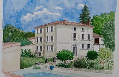 Aquarelle de maison de famille