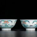 A pair of doucai 'ducks and lotus pond' bowls, marks and period of Kangxi (1662-1722)