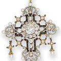 A diamond, enamel and pearl Renaissance revival pendant/necklace, circa 1870