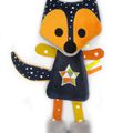 Doudou renard orange bleu marine