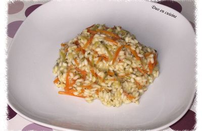 Risotto aux bâtonnets de carotte et de poireau